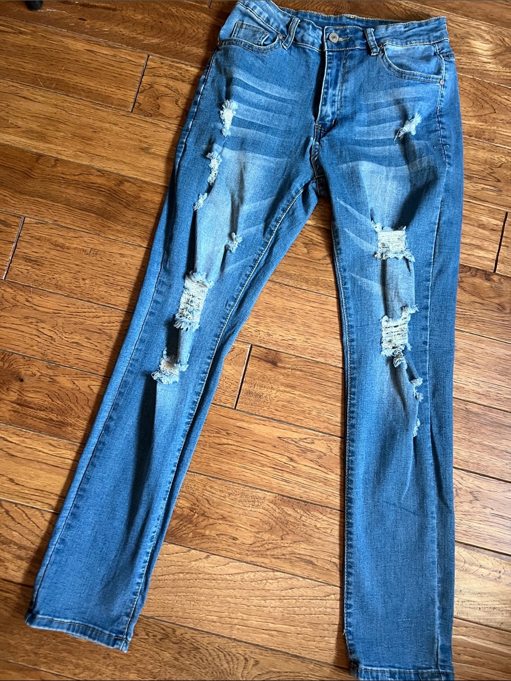 Kunmi Women’s Distressed Blue Skinny Jeans - Classic Stretch Denim